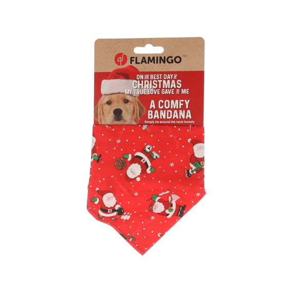 Flamingo Kerst Bandana Mik Rood 60x31cm