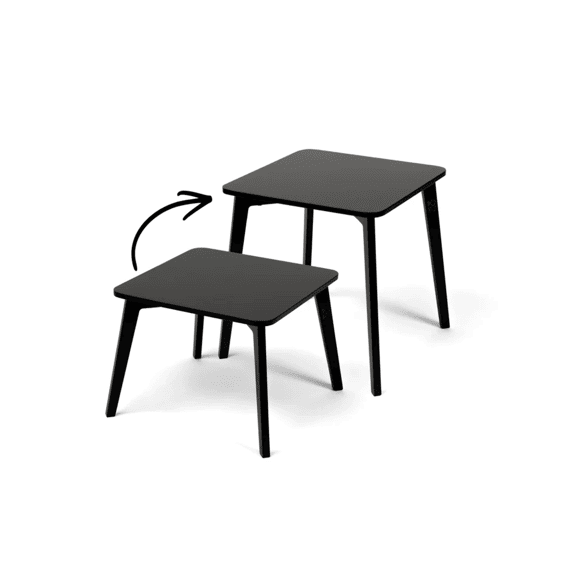 Ette Tete Tulla Tafel Met Korte (35cm) En Lange (48cm) Poten Zwart