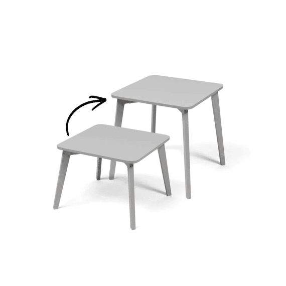 Ette Tete Tulla Tafel Met Korte (35cm) En Lange (48cm) Poten Grijs