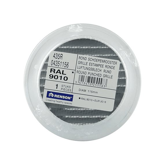 Renson Inbouw Schoepenrooster Rond Alu 435r Diam 120  Ral 9010 Wit