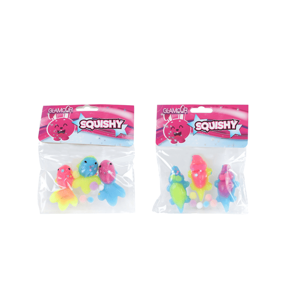 Squishy Glamour Diertjes 3 Stuks Assortiment