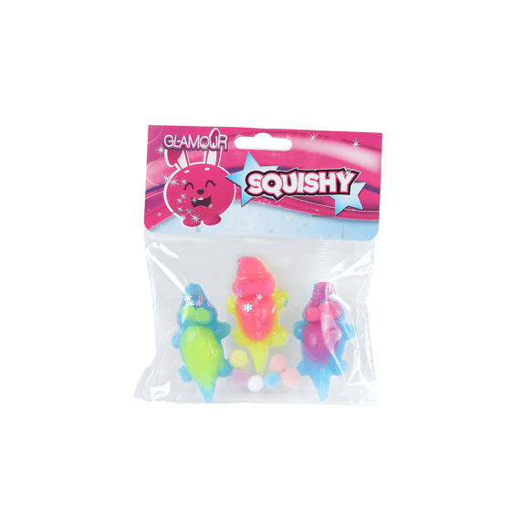 Squishy Glamour Diertjes 3 Stuks Assortiment
