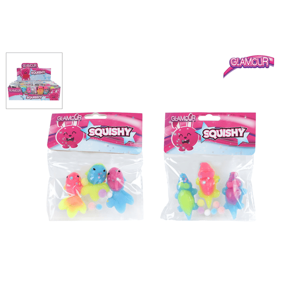 Squishy Glamour Diertjes 3 Stuks Assortiment