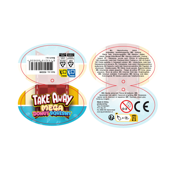 Squeeze Take Away Mega Knijp Donut 16cm Assortiment