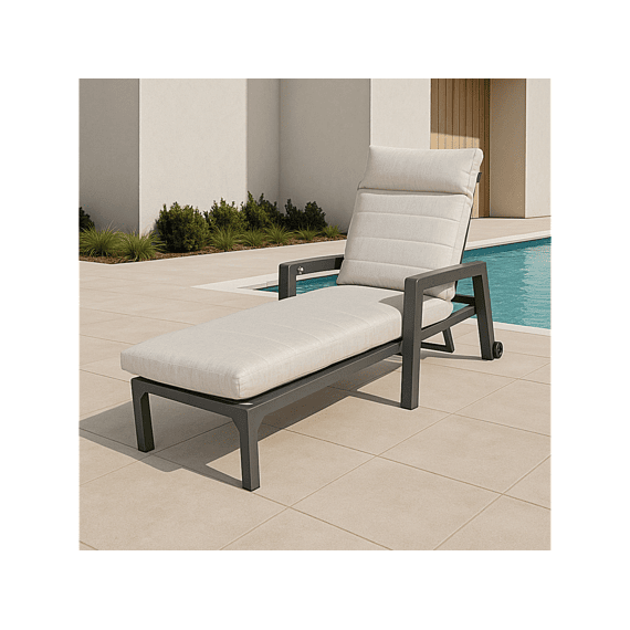 Valentina Lounger Verstelbaar Alu Frame Anthraciet Kussens Beige