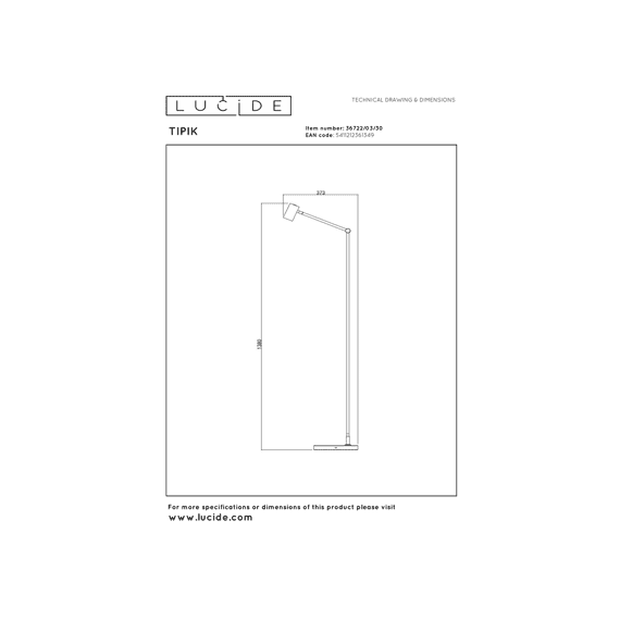 Tipik Vloerlamp Accu/batterij Led 3 Stepdim 1x3w 2700k Zwart