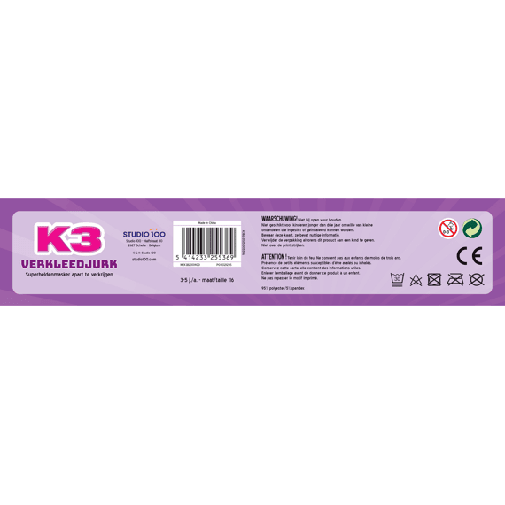K3 Verkleedjurkje 3-5 Jaar Superhelden