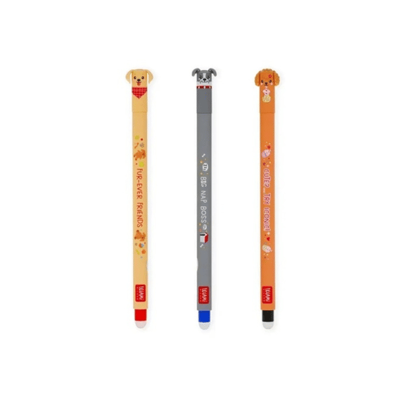 Legami Uitwisbare Gelpen Set Fur Ever Friends Blauw Rood Zwart