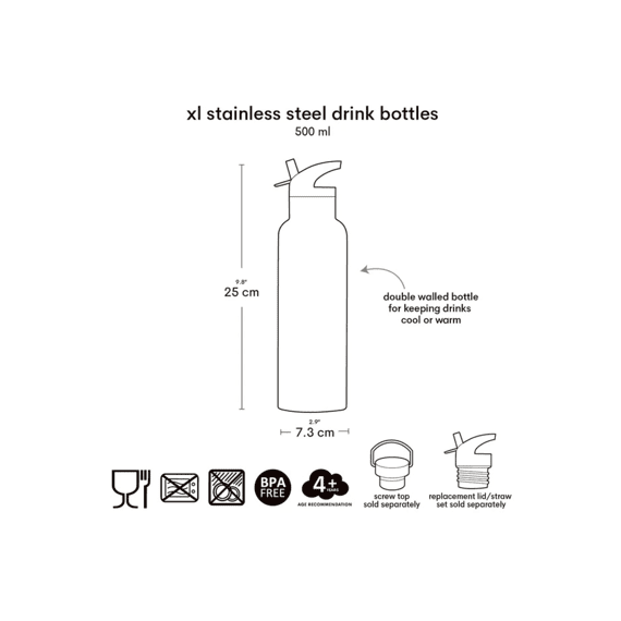 A Little Lovely Company Drinkfles Stainless Steel 500ml Hearts