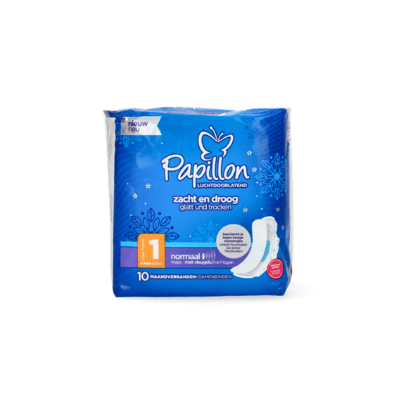 Papillon Maandverband Normaal Maxi Met Vleugeltjes 10 Stuks Maat 1