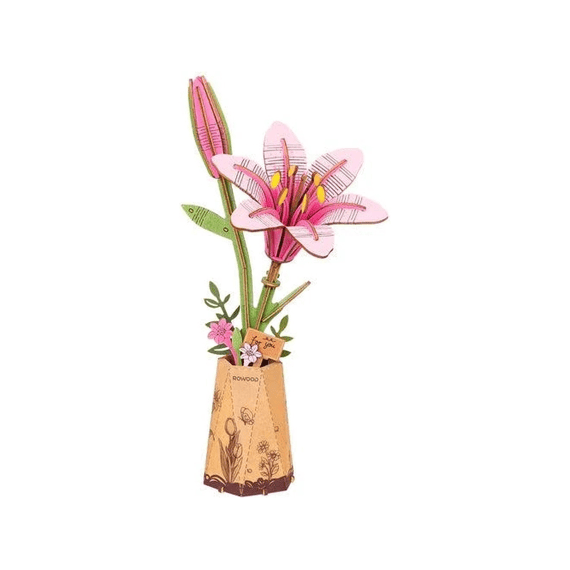 Robotime Rowood Miniatuur Bouwpakket Bloem Pink Lily