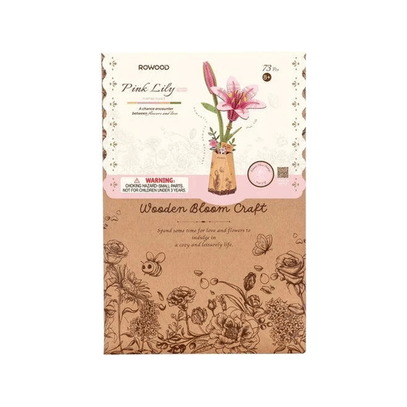 Robotime Rowood Miniatuur Bouwpakket Bloem Pink Lily