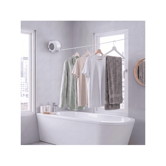 Metaltex Skomer Uittrekbare Waslijn Voor Kleding 2x15m Incl Muurbevestigingen
