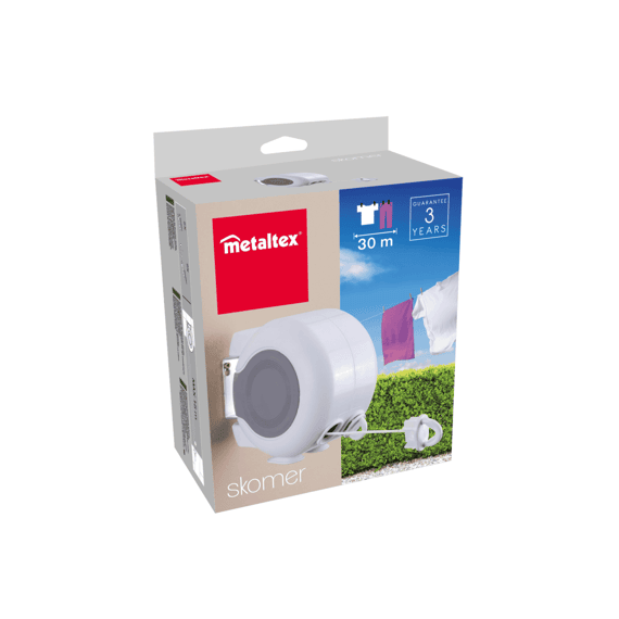Metaltex Skomer Uittrekbare Waslijn Voor Kleding 2x15m Incl Muurbevestigingen