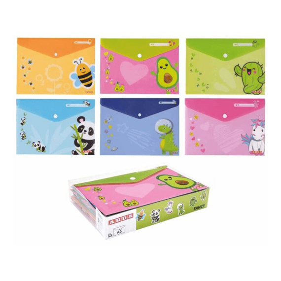 Arda Envelop A5 Fancy Pp Met Drukknopsluitting Assortiment