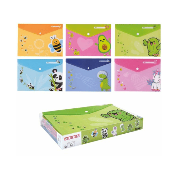 Arda Envelop A4 Fancy Pp Met Drukknopsluitting Assortiment