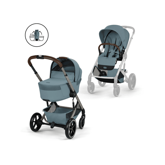 Cybex Balios Kinderwagen met Zit + Plooibare Draagmand Stormy Blue