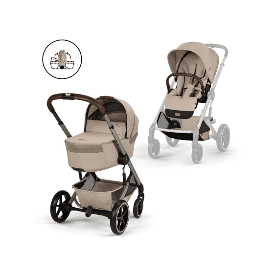 Cybex Balios Kinderwagen met Zit + Plooibare Draagmand Almond Beige