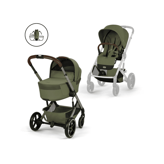 Cybex Balios Kinderwagen met Zit + Plooibare Draagmand Moss Green