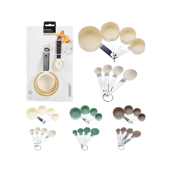 Maatbekers En Lepels 2 Sets Van 4 - 3 Kleuren Assortiment