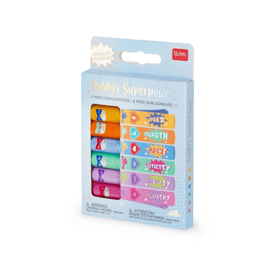 Legami Mini Markeerstiften Teddys Superpower 6 Stuks