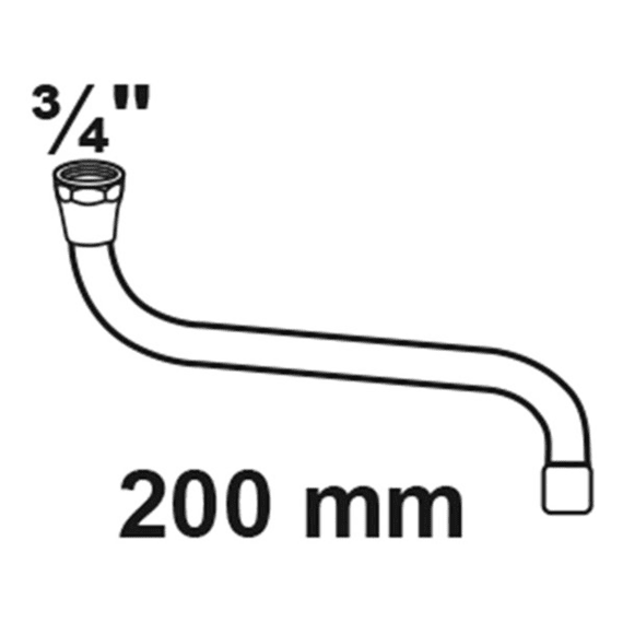 S-buisuitloop 3/4 X 200 Mm Met Straalregelaar Vlakke Dichting