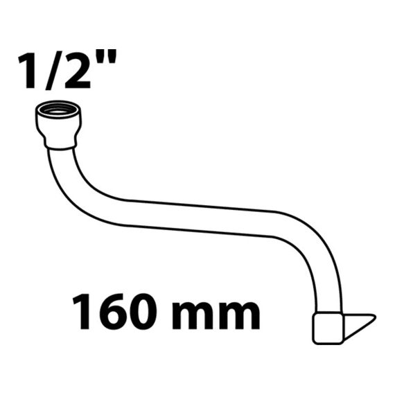 S-buisuitloop Chroom 1/2 X 160 Mm