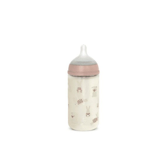 Suavinex Wonderland Glazen Fles 240ml Zuigspeen SXpro S Konijn Roze
