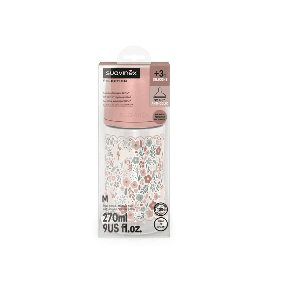 Suavinex Wonderland Fles 270ml Zuigspeen SXpro M Liberty Roze