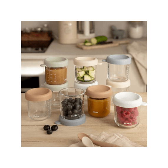 Beaba Set Van 6 Glazen Bewaarpotjes 250 Ml (natural  Color Mix)