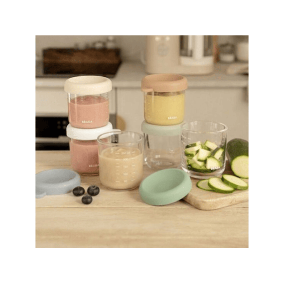 Beaba Set Van 6 Glazen Bewaarpotjes 250 Ml (natural  Color Mix)