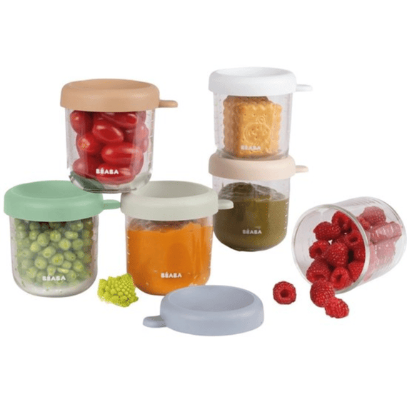 Beaba Set Van 6 Glazen Bewaarpotjes 250 Ml (natural  Color Mix)