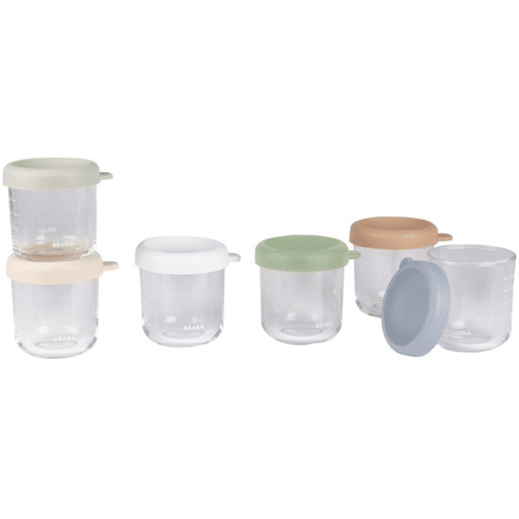 Beaba Set Van 6 Glazen Bewaarpotjes 250 Ml (natural  Color Mix)