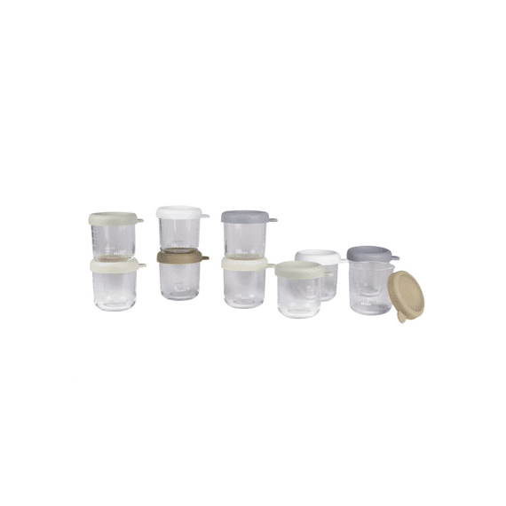 Beaba Set Van 10 Glazen Bewaarpotjes 250 Ml (natural  Color Mix)