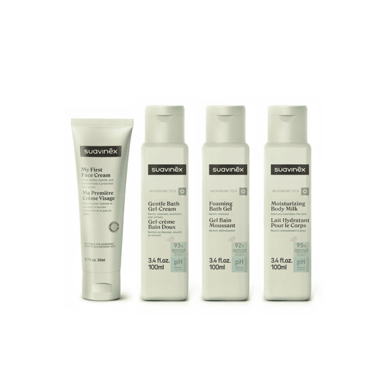 Suavinex Set De Essentials 4x100ml (zachte Bad-douchecreme- Badgel-bodylotion-gezichtscrème)