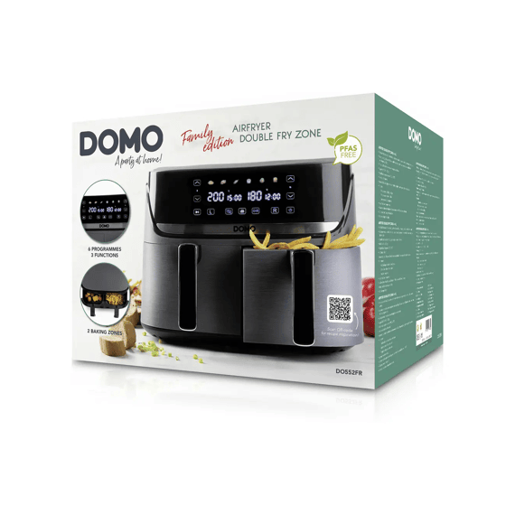 Domo Do552fr Airfryer Double Fry 4+4l Metal Grey