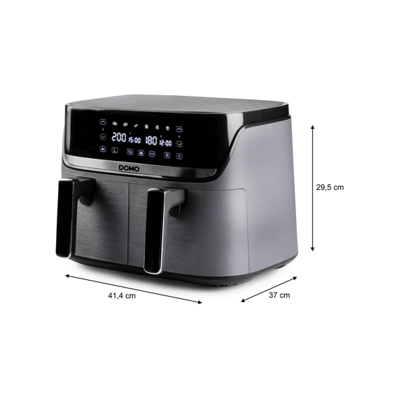 Domo Do552fr Airfryer Double Fry 4+4l Metal Grey