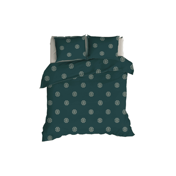 Romanette Flanel Dekbedovertrekset Flocons Forestgreen 260x200/220
