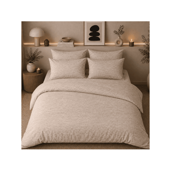 Romanette Jersey Dekbedovertrekset Melange Beige 240x200/220