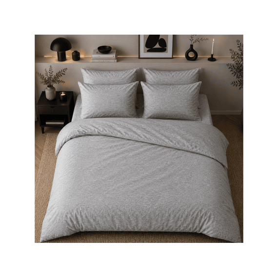 Romanette Jersey Dekbedovertrekset Melange Zilver 240x200/220