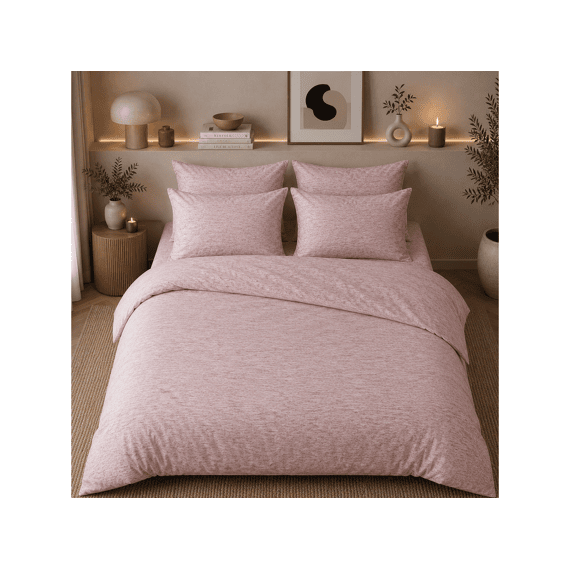 Romanette Jersey Dekbedovertrekset Melange Roze 240x200/220