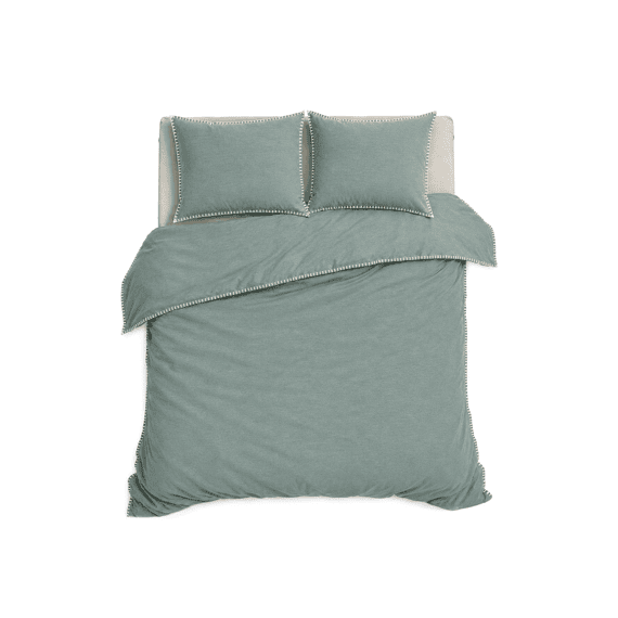 Romanette Flanel Dekbedovertrekset Visconti Mineral/wit 200x200/220