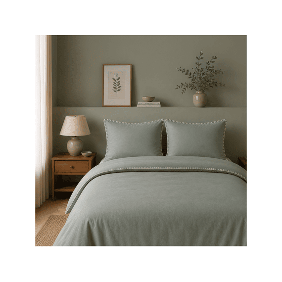 Romanette Flanel Dekbedovertrekset Visconti Mineral/wit 240x200/220