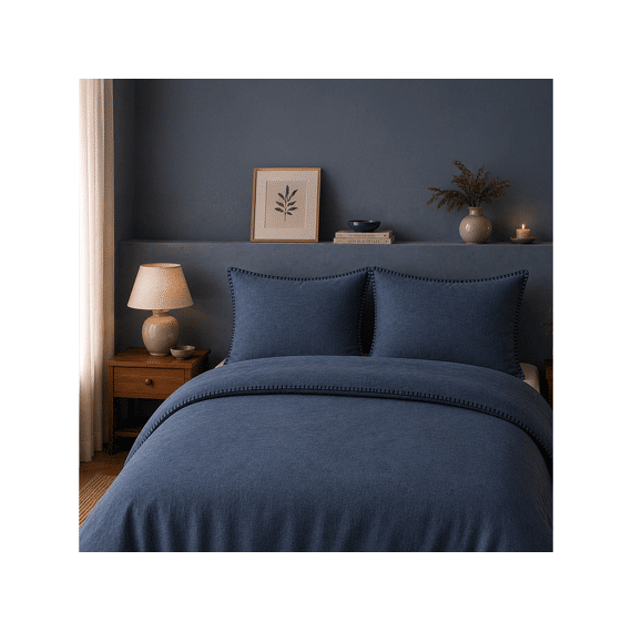 Romanette Flanel Dekbedovertrekset Visconti Jeansblue/blauw 240x200/220