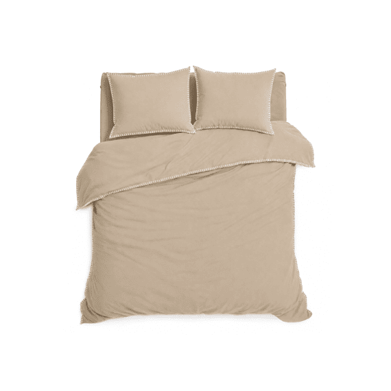 Romanette Flanel Dekbedovertrekset Visconti Sand/wit 260x200/220