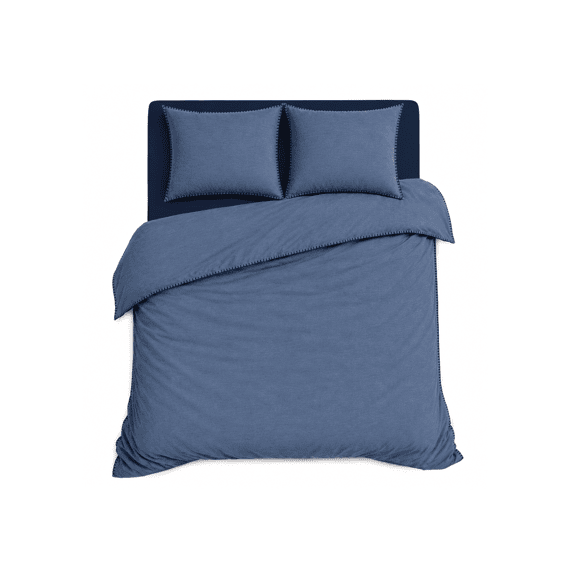 Romanette Flanel Dekbedovertrekset Visconti Jeansblue/blauw 260x200/220