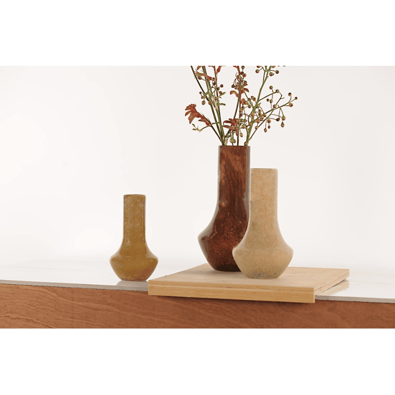 Rasteli Fiool - Glazen Flesvormige Vaas  - Olive Grey - Ø11,9xh20,8cm