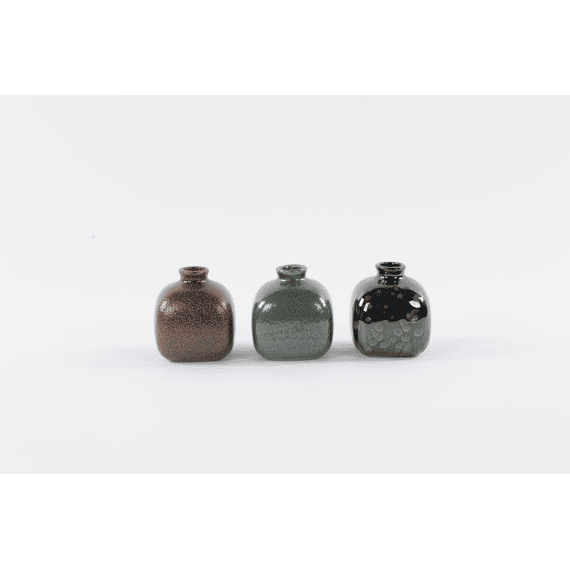 Rasteli Altai - Mini Vaas S Mix 3 Kleuren Keramiek - Brown/black & Green & Black - 7.5x7.5x8.5 Assortiment