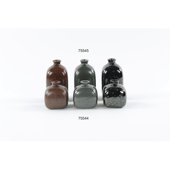 Rasteli Altai - Mini Vaas L Mix 3 Kleuren Keramiek - Brown/black & Green & Black - 7.5x7.5x13.5 Assortiment