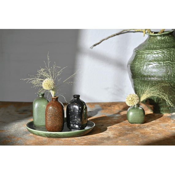 Rasteli Altai - Mini Vaas L Mix 3 Kleuren Keramiek - Brown/black & Green & Black - 7.5x7.5x13.5 Assortiment